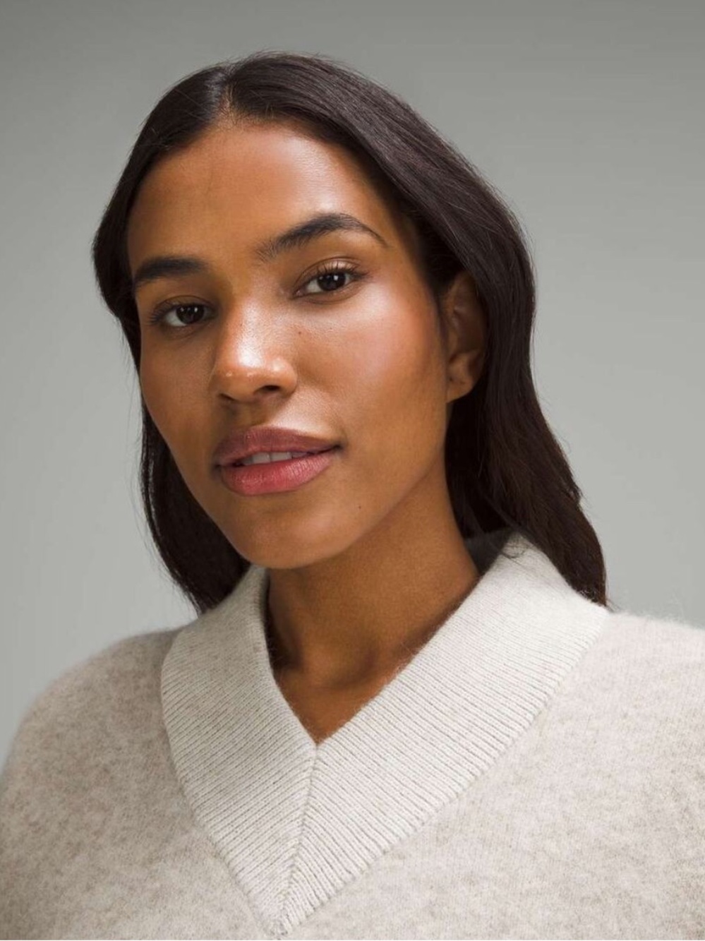 Lululemon Alpaca Wool-Blend V-Neck Sweater Heathered White Opal Size Small - Picture 2 of 8